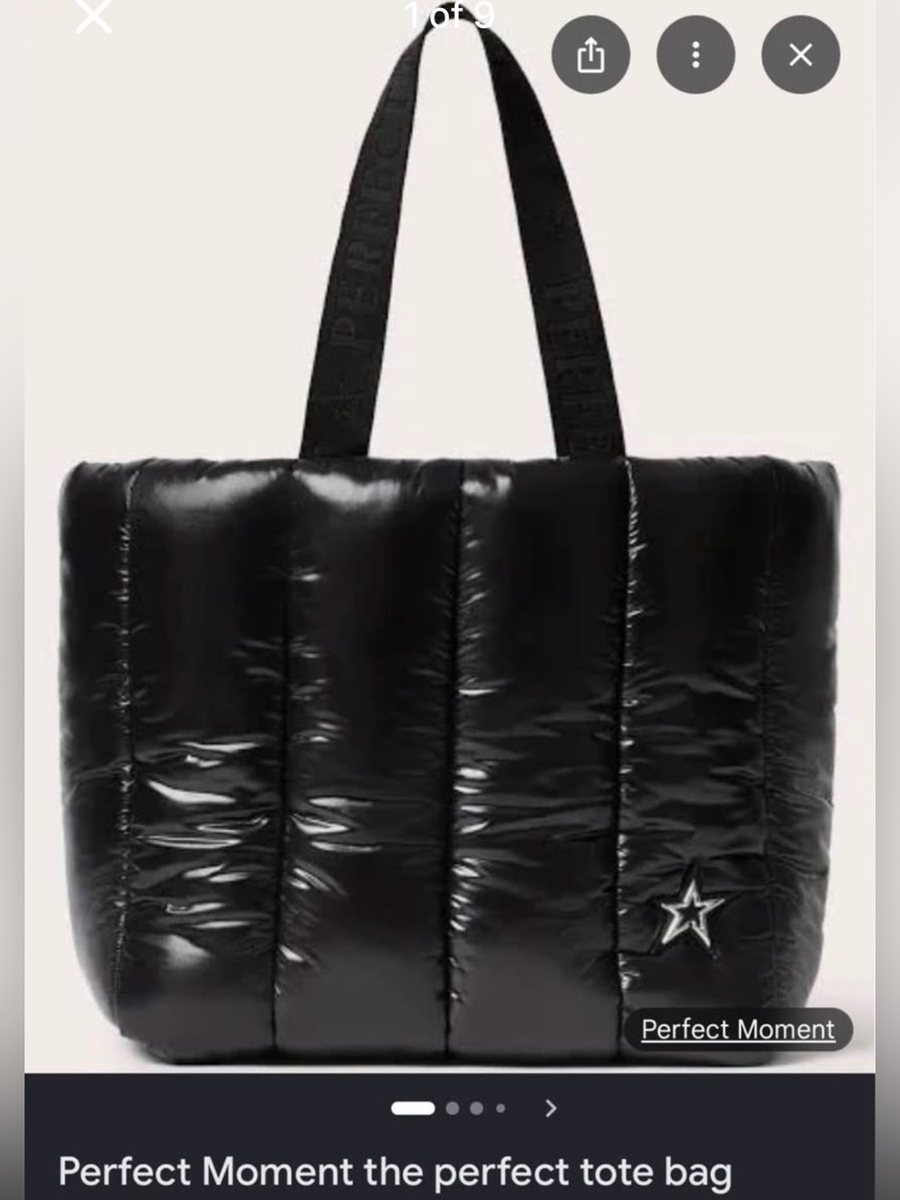 Perfect Moment Black Quilted Puffer Tote